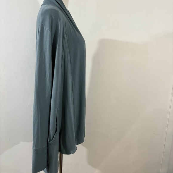 Athleta Pranayama Open Front Restore Wrap Cardigan - Size L - Blue Green - Picture 2 of 10
